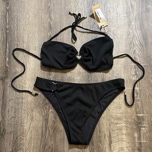 Black Bikini Set With Heart Details